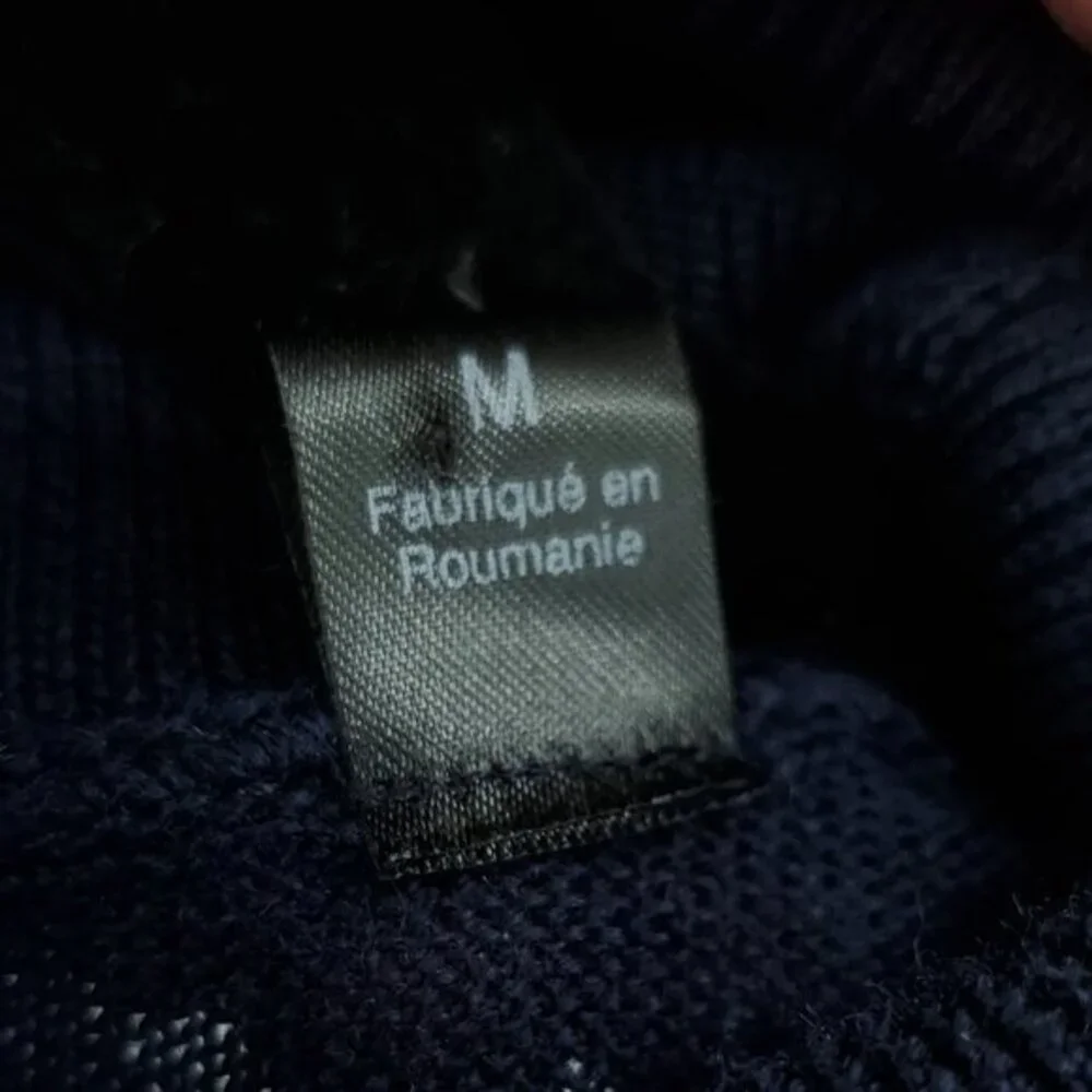 Men's Williams & Kent 100% Merino Wool Fine Knit Turtleneck Sweater M Navy Blue